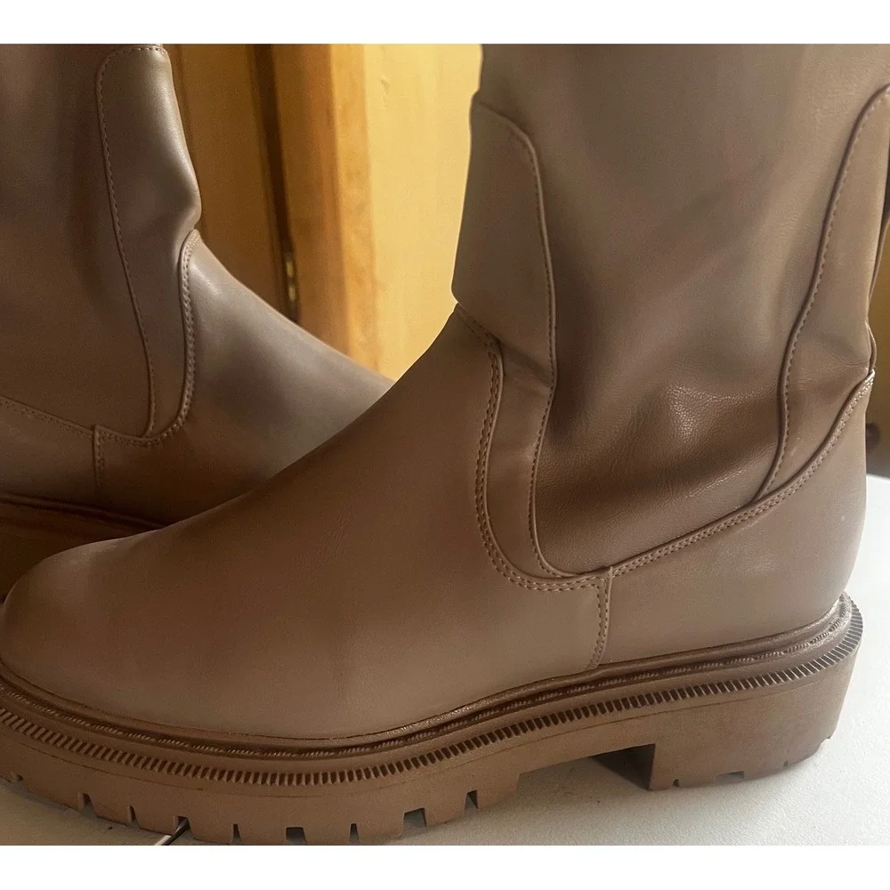 H & M Chunky Platform‎ Stretchy Platform Taupe Boot Size 40 (9)